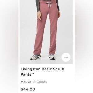 FIGS Livingston basic scrub pant, mauve, medium, regular length.